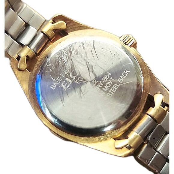 Vintage Elgin gold-tone quartz watch for women with a crystal-accented bezel and - Picture 5 of 6